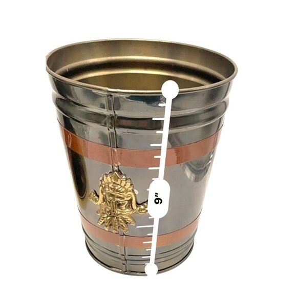 Vintage Brass & Copper Poseidon's Head Ice Bucket/Wine Chiller/Trash Bin - Picture 7 of 8